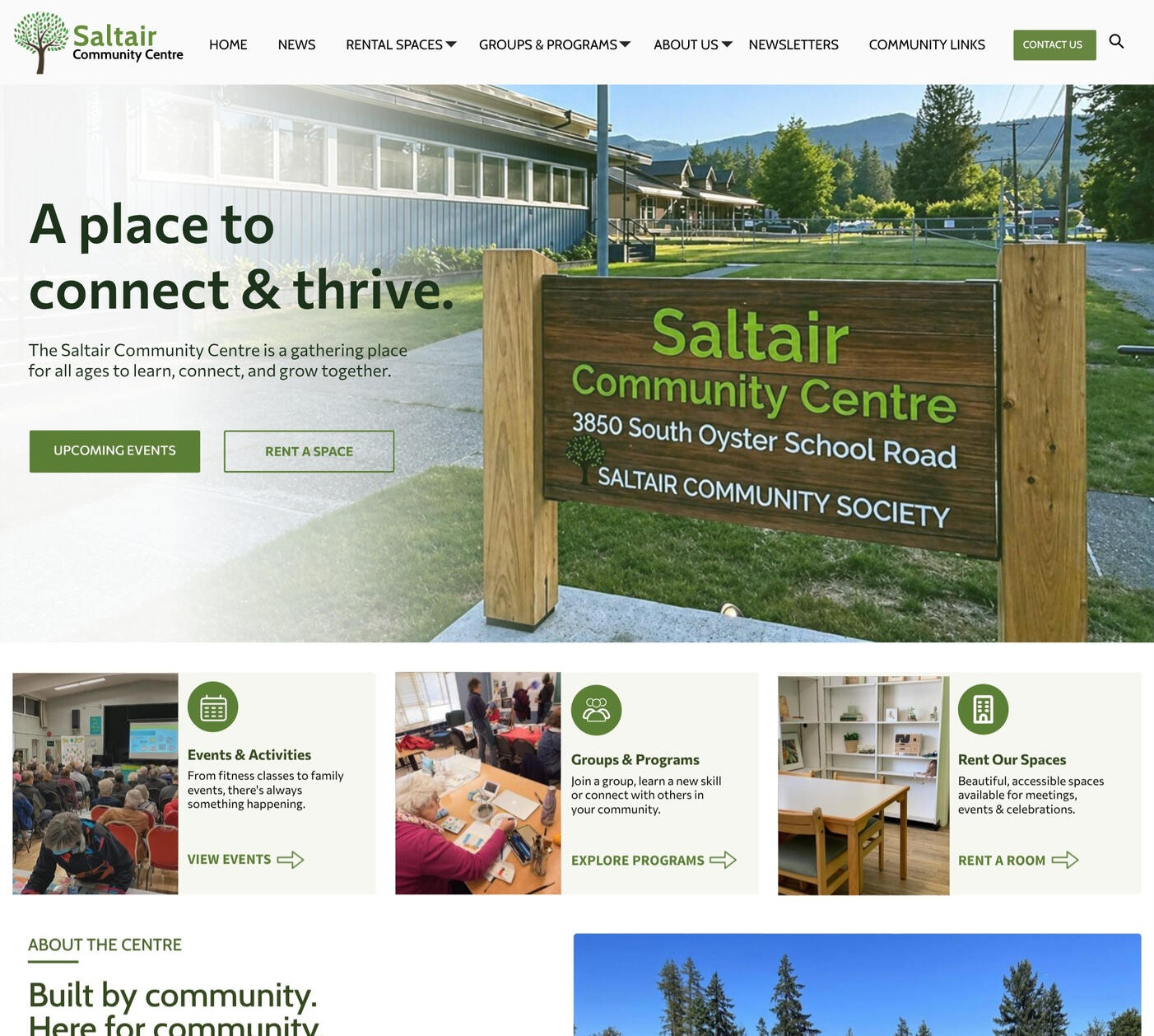 Saltair Community Centre – Website Concept