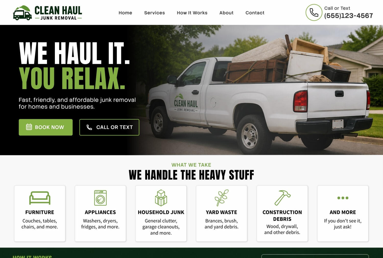 Clean Haul Junk Removal – Website Concept