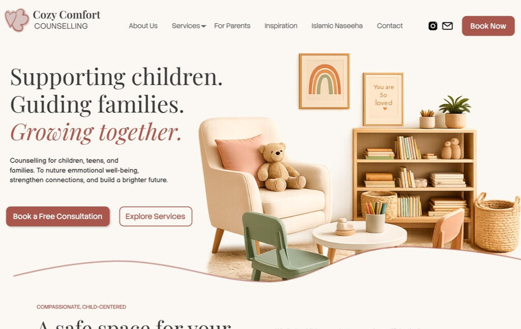 Cozy Comfort Counselling – Website Concept